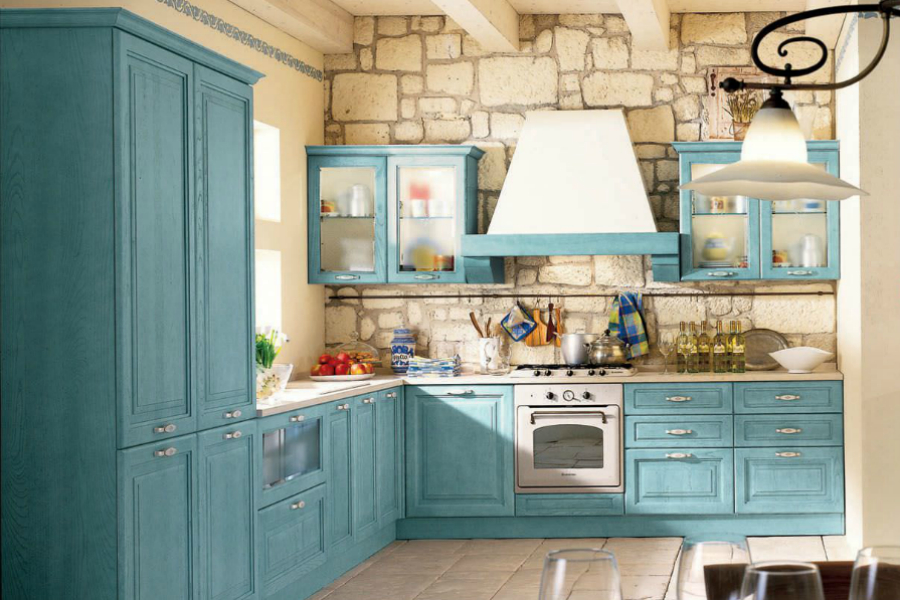 Кухня Прованс голубая синяя цвет настроения синий 